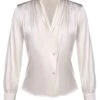 Ivory 1930s Solid Long Sleeve Blouse 1 Ivory 1930s Solid Long Sleeve Blouse -Retro Pulse Shop SCV019063 1