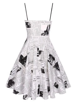 White 1950s Bat Cape Swing Dress -Retro Pulse Shop SCV019298 6