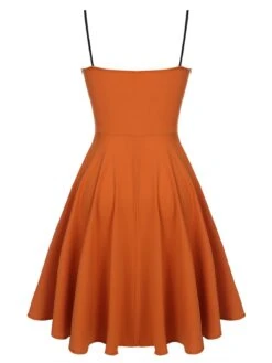 Orange 1950s Cape Pumpkin Swing Dress -Retro Pulse Shop SCV019299 6