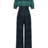 Green 1930s Plaid Patchwork Puff Jumpsuit -Retro Pulse Shop SCV019963 1