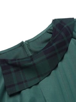 Green 1930s Plaid Patchwork Puff Jumpsuit -Retro Pulse Shop SCV019963 4