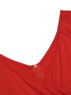 Red 1950s Christmas Patchwork Swing Dress -Retro Pulse Shop SCV019964 4