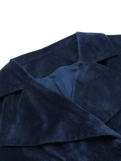 Navy Blue 1950s Velvet Long Coat -Retro Pulse Shop SCV020321 4