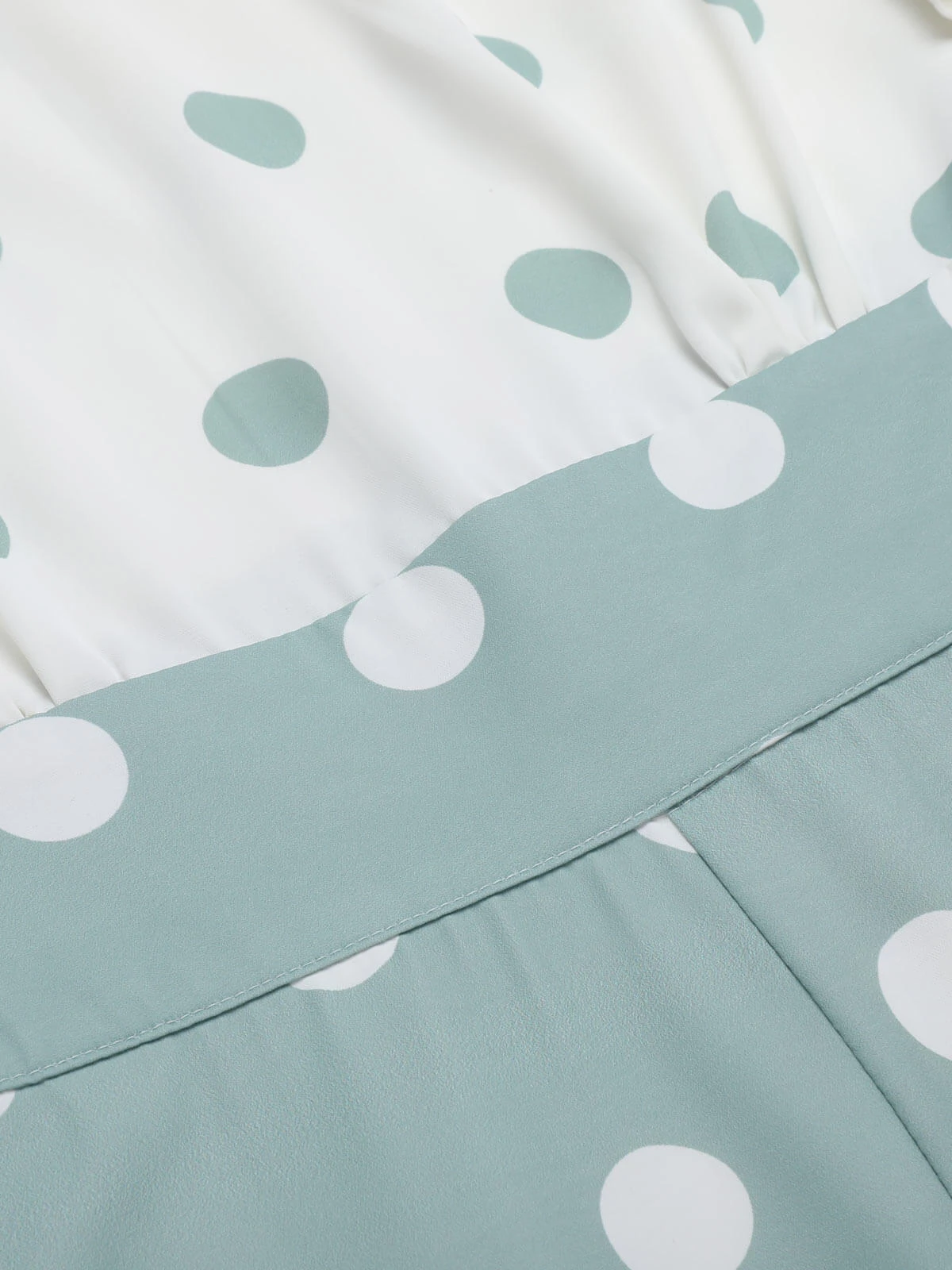 1930s Green White Splicing Polka Dot Jumpsuit 7 1930s Green White Splicing Polka Dot Jumpsuit - Image 5