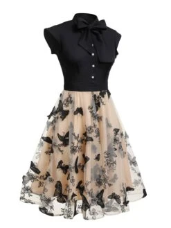 [Plus Size] Black 1950s Butterfly Patchwork Vintage Dress -Retro Pulse Shop SCV020832 2 25430de1 94fc 405e 9ba9 bfd9e5c1acba