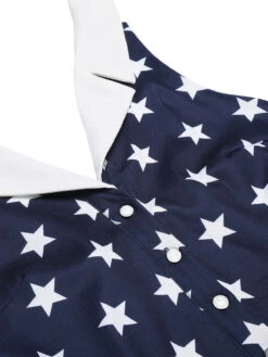 Navy Blue 1950s Stars Lapel Vintage Romper -Retro Pulse Shop SCV020862 8