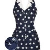Navy Blue 1950s Stars Lapel Vintage Romper