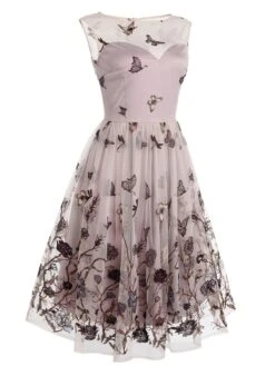 Purple 1950s Butterfly Lace Swing Dress -Retro Pulse Shop SCV020885 PU3 3