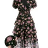 Black 1950s Lace Flowers Swing Dress -Retro Pulse Shop SCV020898 B7