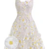 White 1950s Daisy Dreamer Vintage Dress -Retro Pulse Shop SCV020937 W1