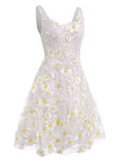 White 1950s Daisy Dreamer Vintage Dress -Retro Pulse Shop SCV020937 W1J2A8347