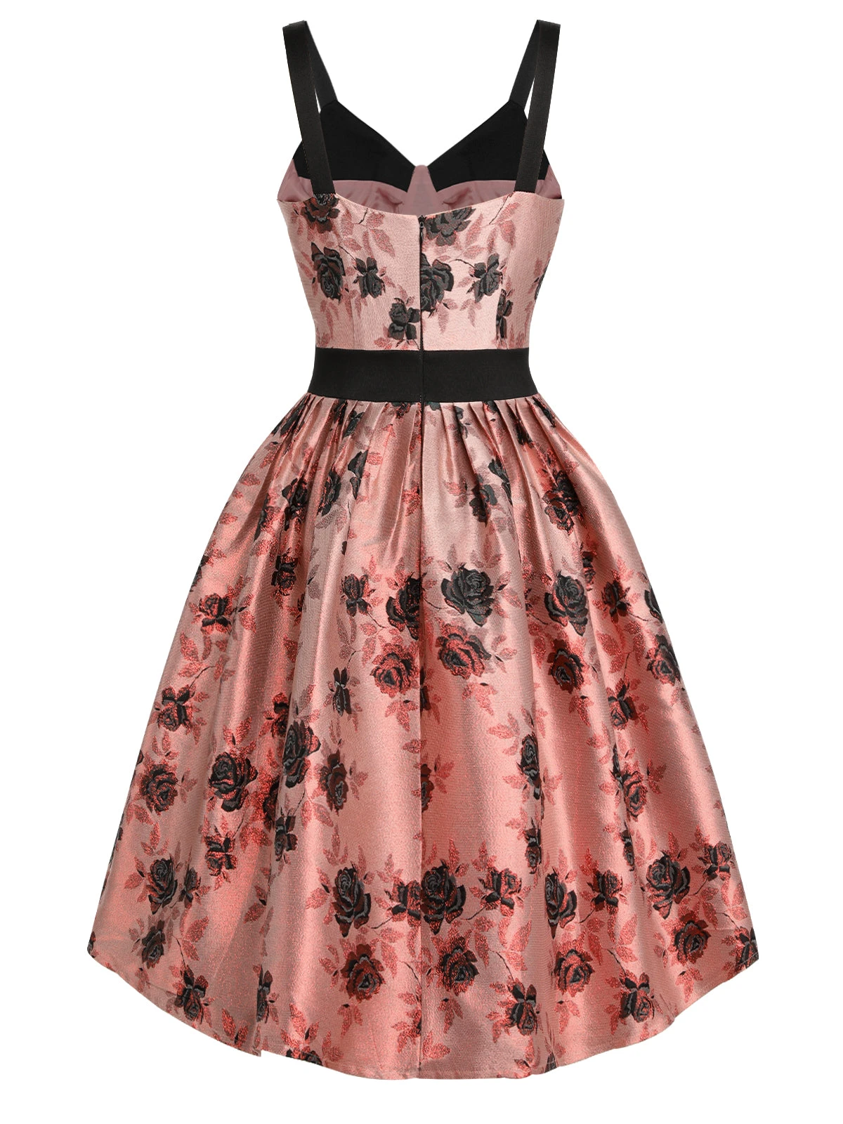 1950s Roses Embossed Satin Swing Dress 6 1950s Roses Embossed Satin Swing Dress - Image 4