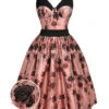 1950s Roses Embossed Satin Swing Dress -Retro Pulse Shop SCV020972