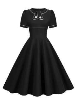 1950s Patchwork Button Swing Vintage Dress -Retro Pulse Shop SCV020994 B 1