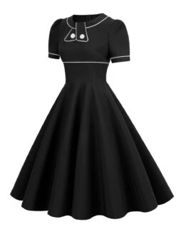 1950s Patchwork Button Swing Vintage Dress -Retro Pulse Shop SCV020994 B 3