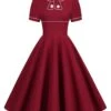 1950s Patchwork Button Swing Vintage Dress -Retro Pulse Shop SCV020994 WR 1