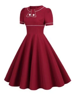 1950s Patchwork Button Swing Vintage Dress -Retro Pulse Shop SCV020994 WR 3