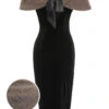 2PCS Black 1960s Solid Dress & Plush Cape -Retro Pulse Shop SCV021040 00