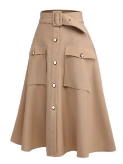 Khaki 1950s Big Pockets Button Skirt -Retro Pulse Shop SCV021067 3 62ebcc93 fcf0 4d95 9071 42a08c136f4a