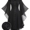 Black 1950s Bat Sleeve Lace-Up Dress -Retro Pulse Shop SCV021081 c97cf6ec a9b7 4d35 a3ec 591b3147d95c