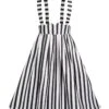 Black & White 1950s Stripes Suspender Skirt -Retro Pulse Shop SCV021110