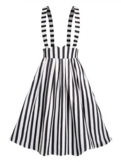 Black & White 1950s Stripes Suspender Skirt