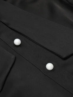 Black 1950s Solid Ruffled-Sleeve Blouse 12 Black 1950s Solid Ruffled-Sleeve Blouse -Retro Pulse Shop SCV021111 5