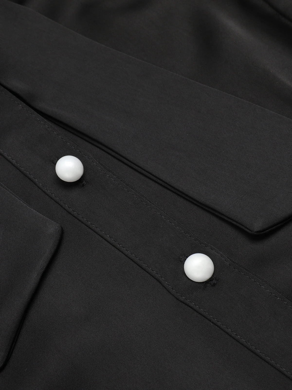 Black 1950s Solid Ruffled-Sleeve Blouse 7 Black 1950s Solid Ruffled-Sleeve Blouse - Image 5