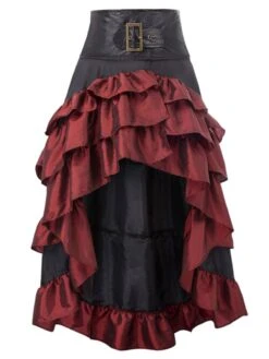 Brown Ruffle Patchwork Irregular Skirt -Retro Pulse Shop SCV021126 1 1