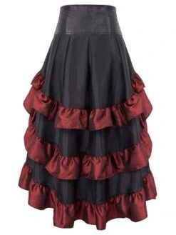 Brown Ruffle Patchwork Irregular Skirt -Retro Pulse Shop SCV021126 2 1