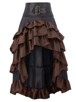 Black Ruffle Patchwork Irregular Skirt -Retro Pulse Shop SCV021126 BR 1 2