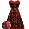 Black 1950s Skull Lace Strap Dress -Retro Pulse Shop SCV021133