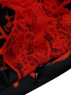 Black 1950s Skull Lace Strap Dress -Retro Pulse Shop SCV021133 5