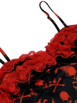 Black 1950s Skull Lace Strap Dress -Retro Pulse Shop SCV021133 6