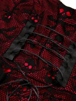 Wine Red 1950s Skull Mesh Swing Dress -Retro Pulse Shop SCV021138 6