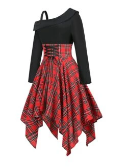 1950s Long Sleeve Patchwork Swing Dress -Retro Pulse Shop SCV021198 R 3