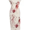 White 1960s Halloween Blood Pencil Dress -Retro Pulse Shop SCV021215 W