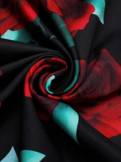 Black 1940s Rose Lantern Sleeve Lace-Up Dress 15 Black 1940s Rose Lantern Sleeve Lace-Up Dress -Retro Pulse Shop SCV021223 5