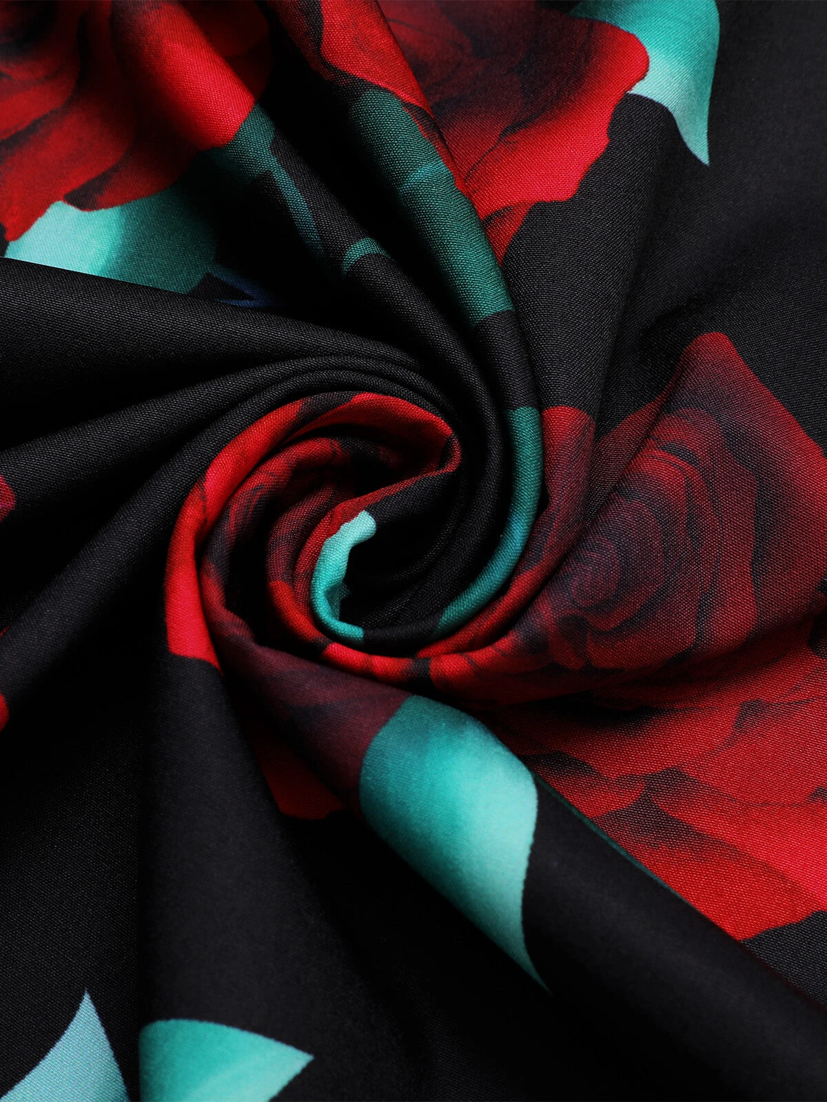 Black 1940s Rose Lantern Sleeve Lace-Up Dress 9 Black 1940s Rose Lantern Sleeve Lace-Up Dress - Image 7