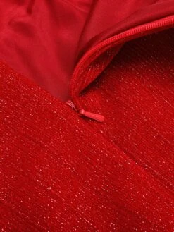 Red 1950s Solid Plush Christmas Dress 15 Red 1950s Solid Plush Christmas Dress -Retro Pulse Shop SCV021231 6