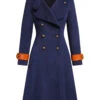 Navy Blue 1940s Patchwork Button Coat -Retro Pulse Shop SCV021243