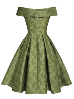 Green 1950s Off-Shoulder Vintage Dress -Retro Pulse Shop SCV021276 G 4
