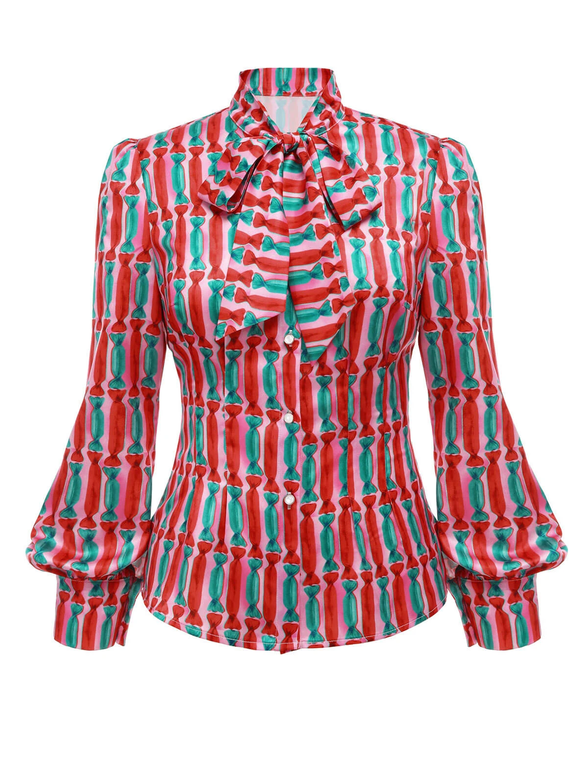 2PCS 1950s Candy Tie-Up Blouse & Black Suspender Pants 7 2PCS 1950s Candy Tie-Up Blouse & Black Suspender Pants - Image 5