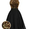 Black 1950s Gold Glitter Patchwork Dress -Retro Pulse Shop SCV021327 B 1