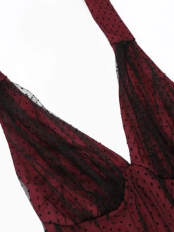 Red 1950s Dots Mesh Swing Dress -Retro Pulse Shop SCV021336 DR 4