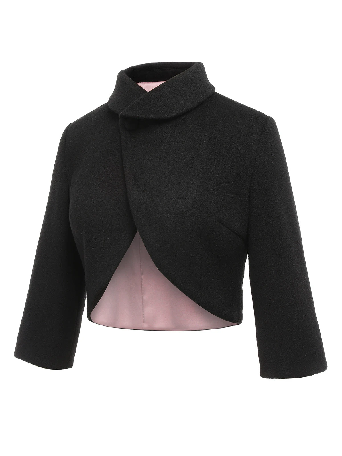 Black 1950s Retro Woolen Wrap Bolero Jacket 4 Black 1950s Retro Woolen Wrap Bolero Jacket - Image 2