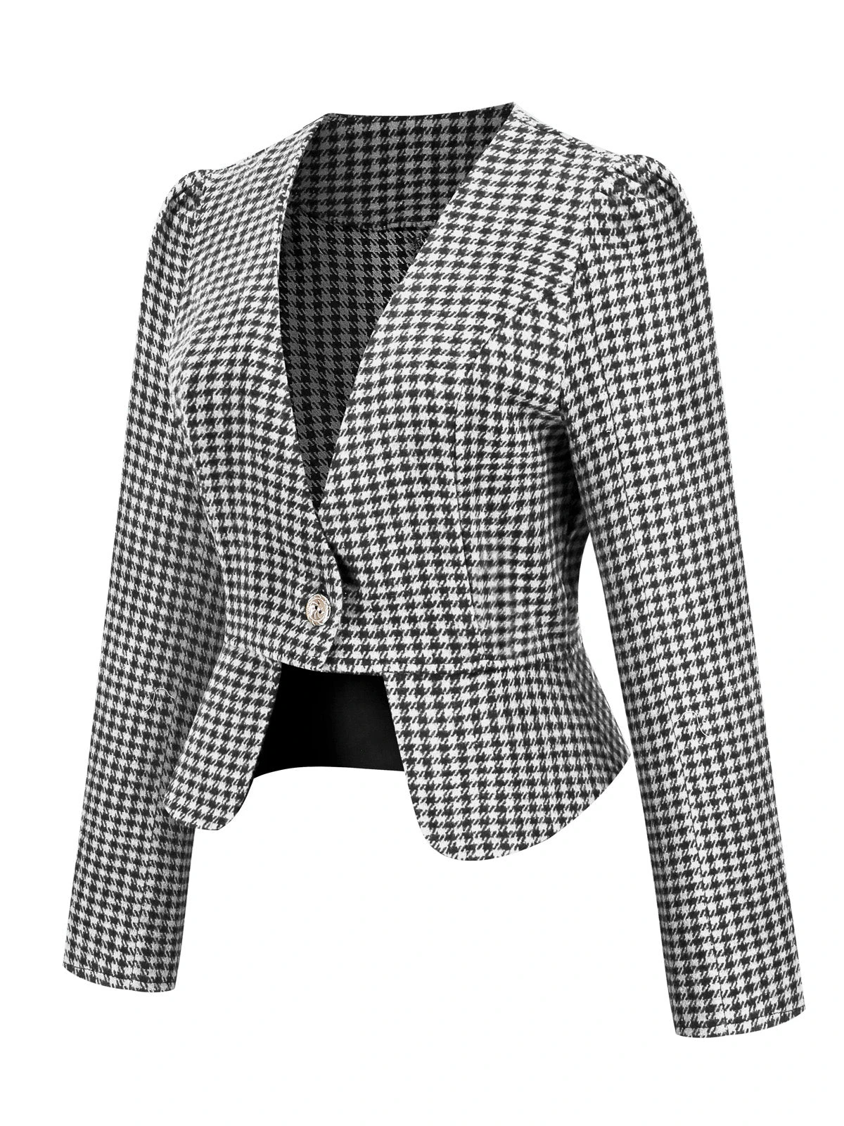 2PCS Black Retro Plaid Blazer & Panel Skirt 7 2PCS Black Retro Plaid Blazer & Panel Skirt - Image 5