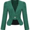 Green 1940s Retro Plaid Button Fitted Blazer -Retro Pulse Shop SCV021351 G 1