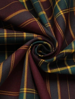 Wine Red 1950s Plaids Off-Shoulder Dress -Retro Pulse Shop SCV021388 WR 5