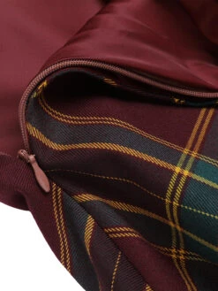 Wine Red 1950s Plaids Off-Shoulder Dress -Retro Pulse Shop SCV021388 WR 7